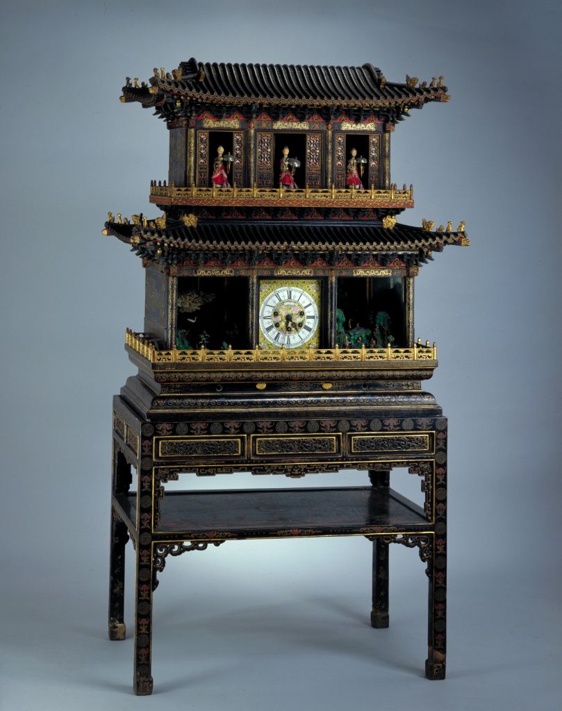 图片[1]-Black lacquer painted pavilions with immortal birthday bells-China Archive